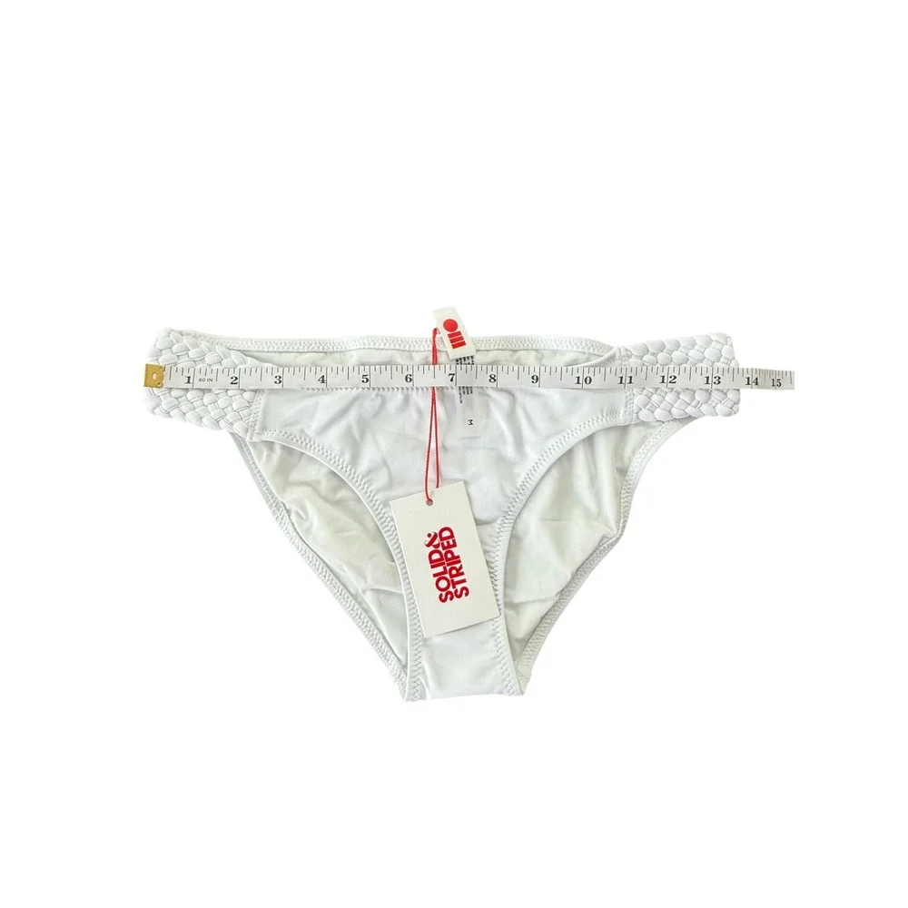Solid & Striped The Braided Elle Bikini Bottom White Low Rise Medium‎ NWT